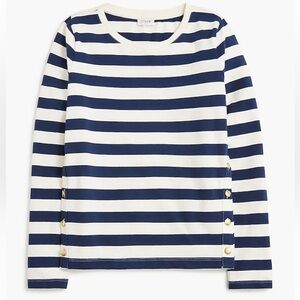 NWT - J.Crew striped button-side tee